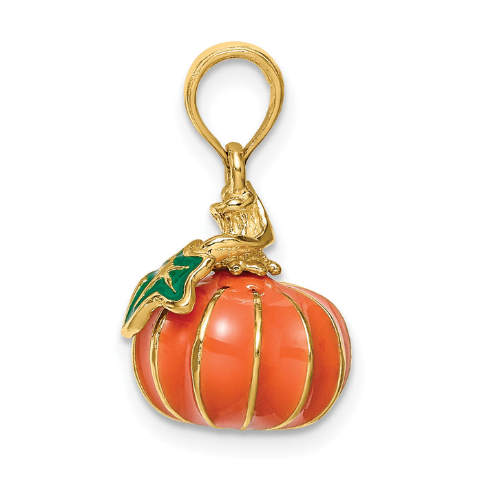 14K 3-D Enameled Pumpkin Charm-K6886