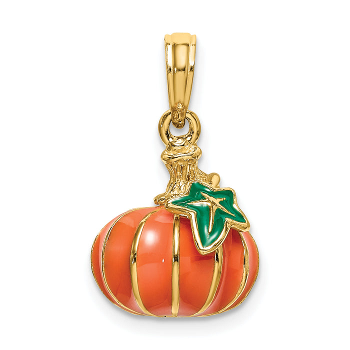 14K 3-D Enameled Pumpkin Charm-K6886