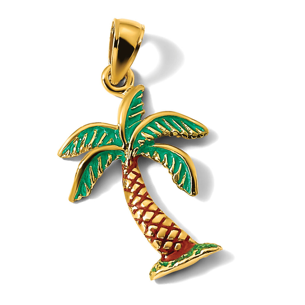 14K Enamel Palm Tree Charm-K6891