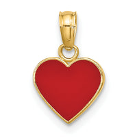 14K Polished Enameled Heart Pendant-K6892