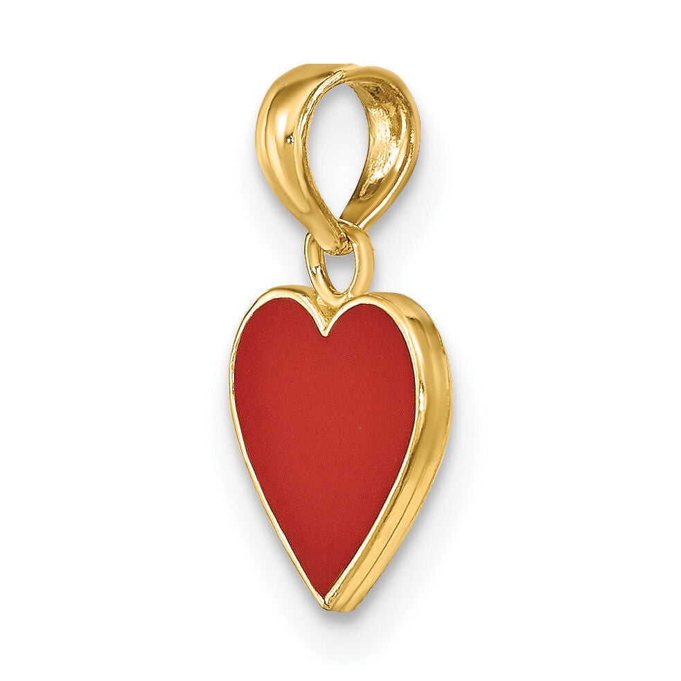 14K Polished Enameled Heart Pendant-K6892