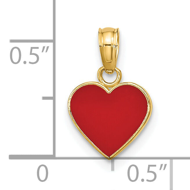 14K Polished Enameled Heart Pendant-K6892