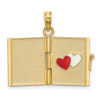 14K Enameled 3D Moveable MY LOVE STORY Book Pendant-K6893