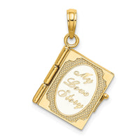 14K Enameled 3D Moveable MY LOVE STORY Book Pendant-K6894