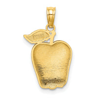 14K Enamel Red Delicious Apple W/Stem and Leaf Charm-K6900