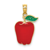 14K Enamel Red Delicious Apple W/Stem and Leaf Charm-K6900