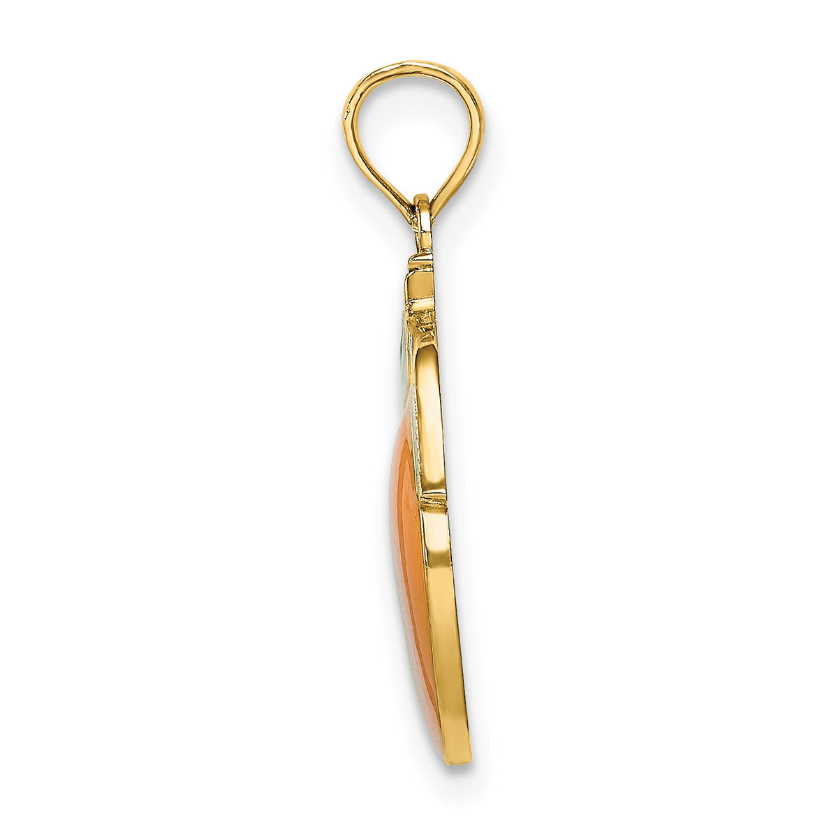 14K Enamel Orange W/Stem and Leaf Charm-K6901