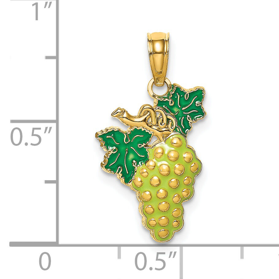14K W/ Enamel Grapes W/ Stem and Leaf Charm-K6903