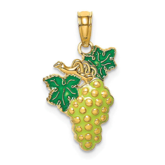 14K W/ Enamel Grapes W/ Stem and Leaf Charm-K6903