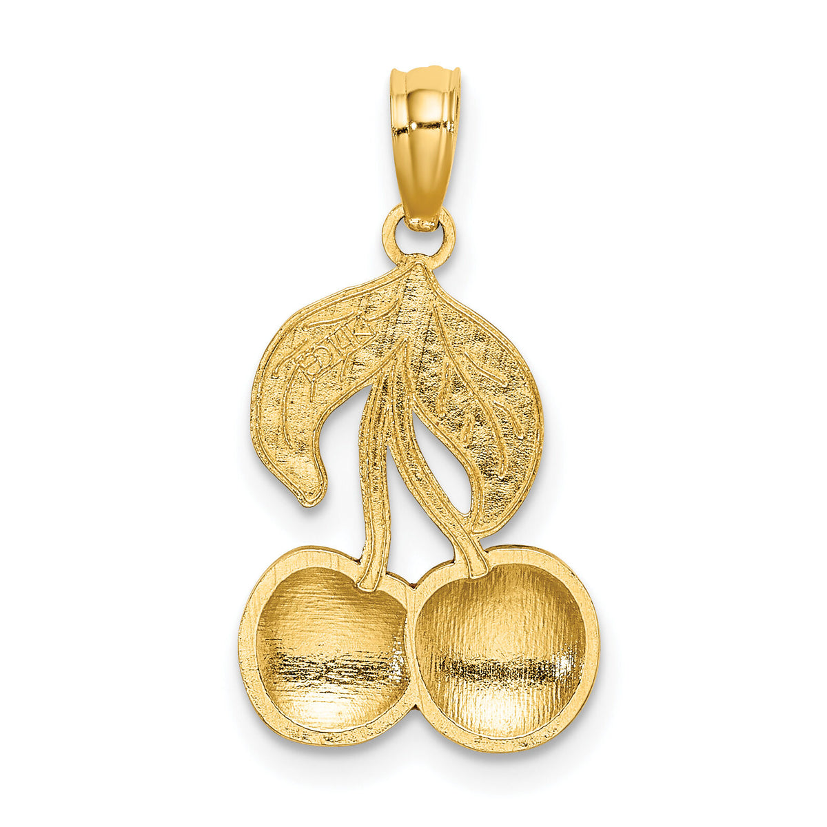 14K W/ Enamel Cherries With  Leaf Charm-K6904