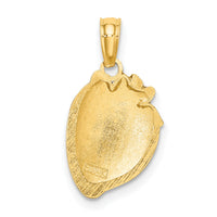 14K W/ Enamel Strawberry With Leaf Charm-K6905