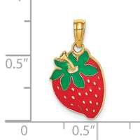 14K W/ Enamel Strawberry With Leaf Charm-K6905