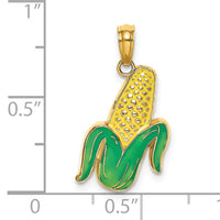 14K w/ Enamel Corn with Peeled Husk Charm-K6906