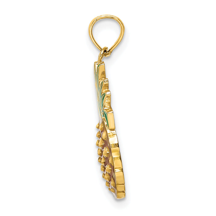 14K w/ Enamel 2-D Pineapple Charm-K6907