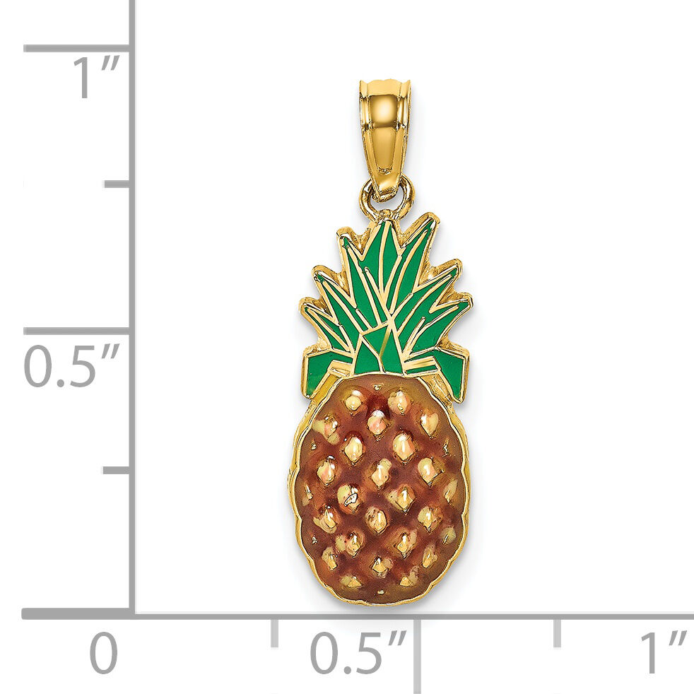 14K w/ Enamel 2-D Pineapple Charm-K6907