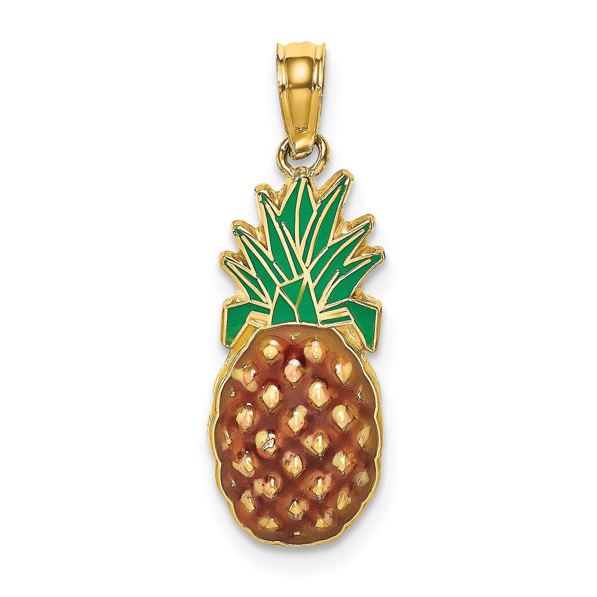 14K w/ Enamel 2-D Pineapple Charm-K6907