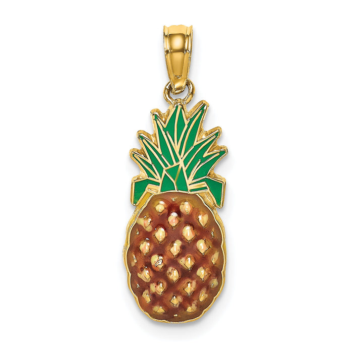 14K w/ Enamel 2-D Pineapple Charm-K6907