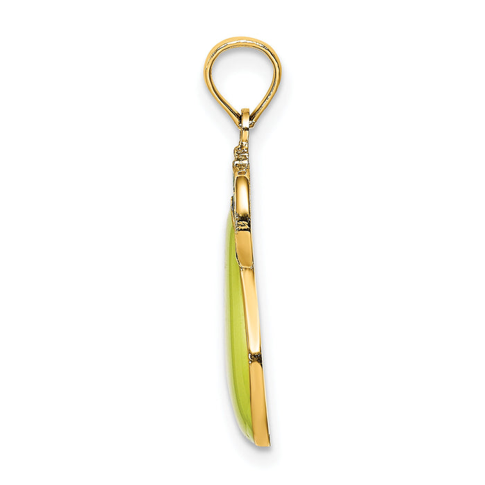 14K W/ Enamel Pear With Stem and Leaf Charm-K6909