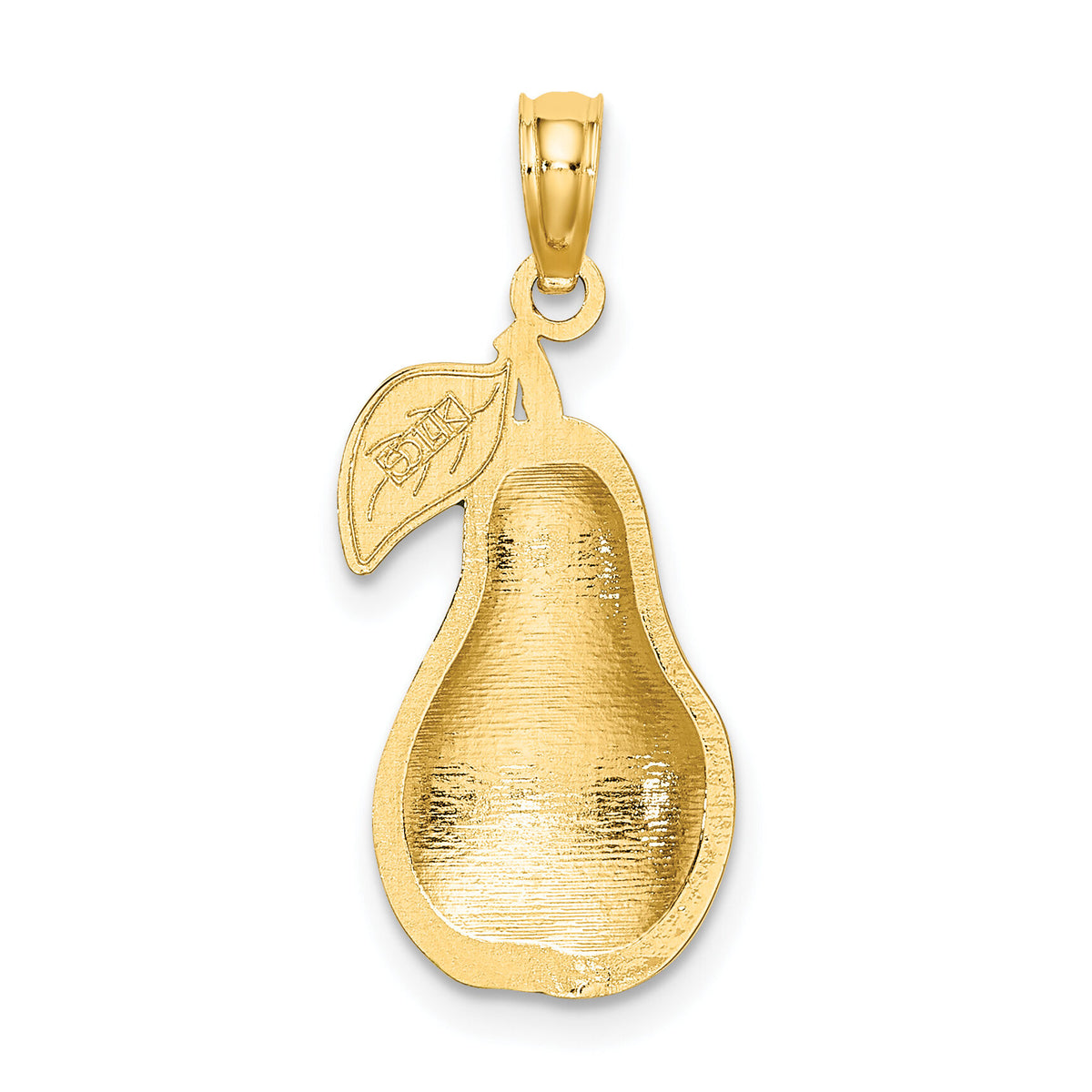 14K W/ Enamel Pear With Stem and Leaf Charm-K6909