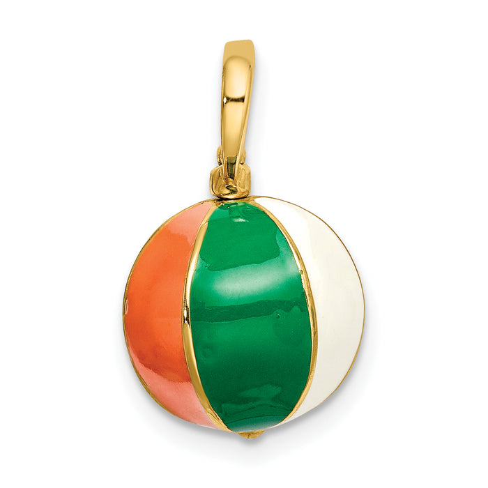 14K 3-D Multi Color Enamel Beach Ball Charm-K6921