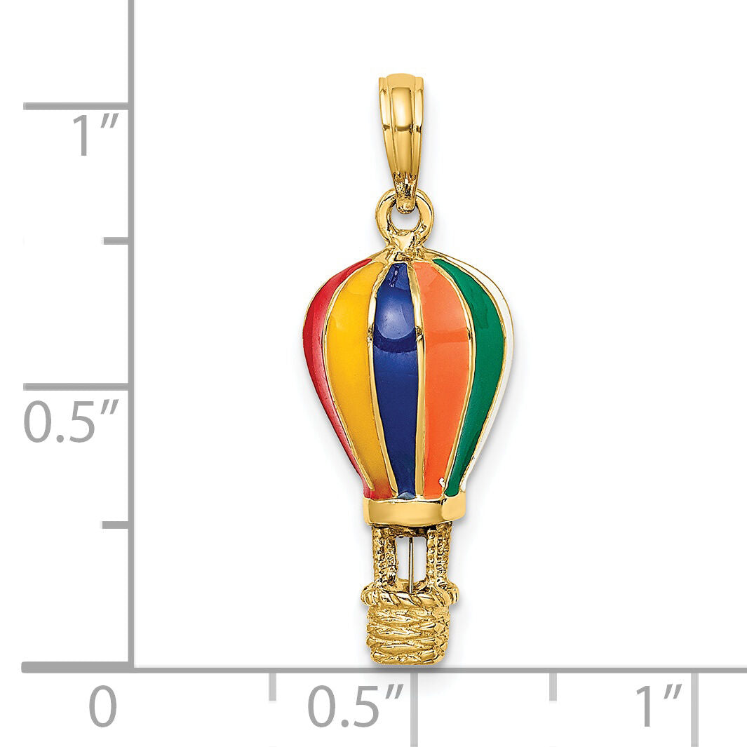 14K w/ Enamel 3-D Hot Air Balloon Charm-K6922