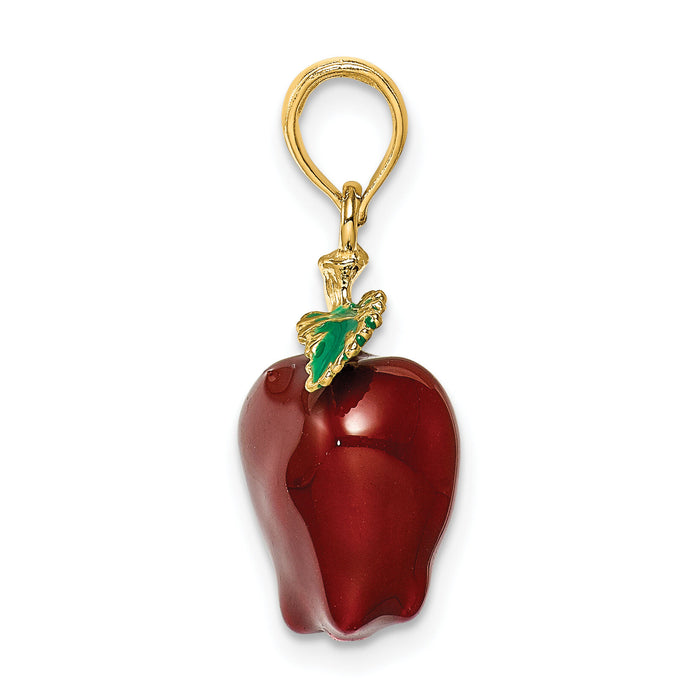 14K w/ Enamel 3-D Red Delicious Apple Charm-K6927