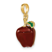14K w/ Enamel 3-D Red Delicious Apple Charm-K6927