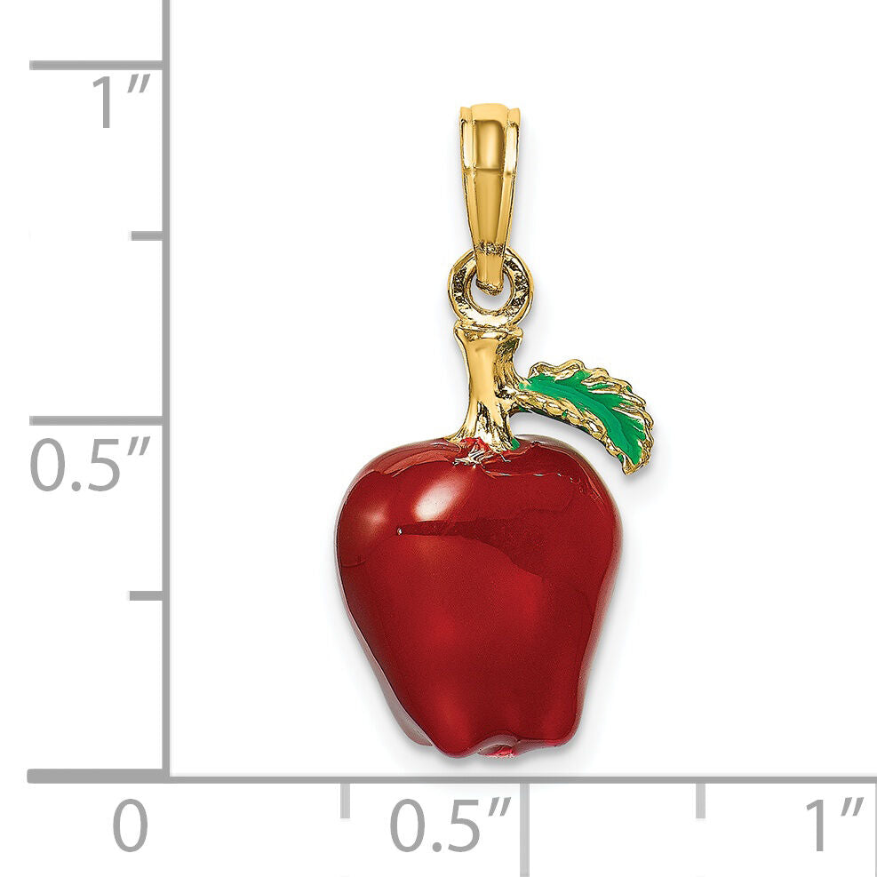 14K w/ Enamel 3-D Red Delicious Apple Charm-K6927