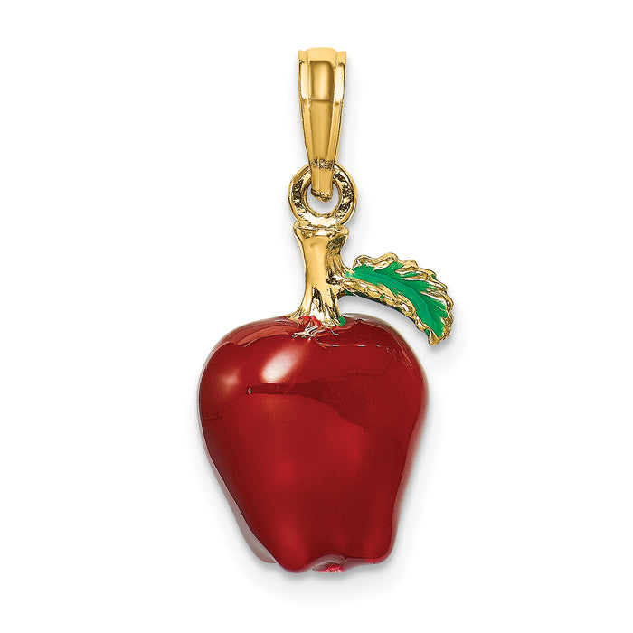 14K w/ Enamel 3-D Red Delicious Apple Charm-K6927