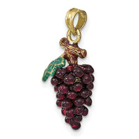 14K 3-D ENAMEL PURPLE GRAPES W/STEM & LEAF-K6929