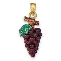 14K 3-D ENAMEL PURPLE GRAPES W/STEM & LEAF-K6929