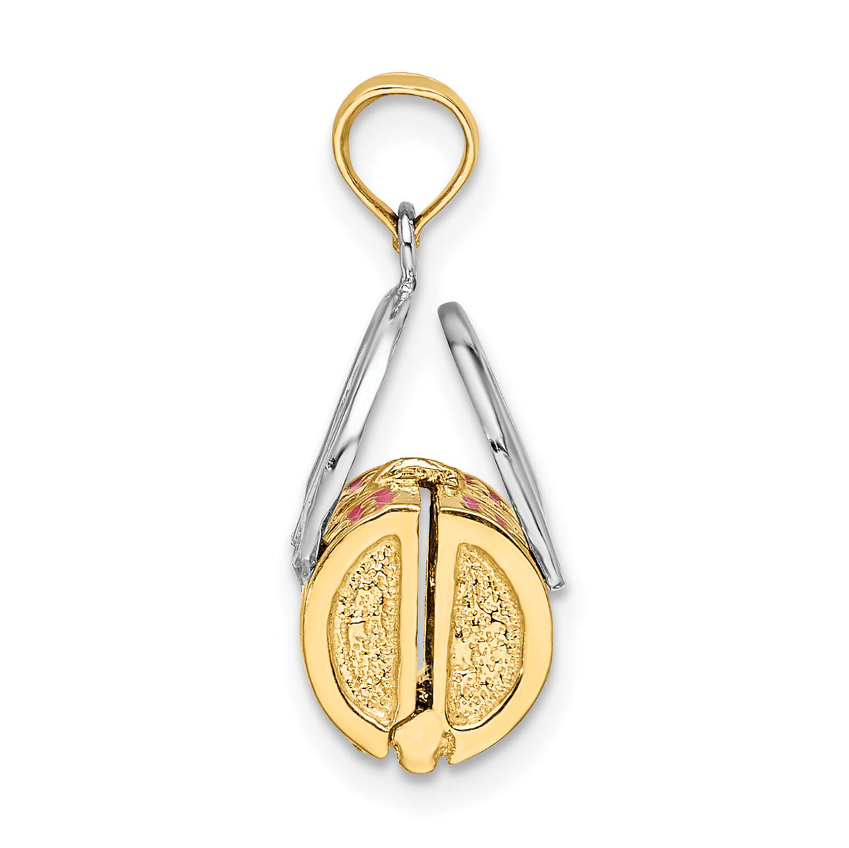 14K & Rhodium 3-D Pink Enameled Handbag Opens Charm-K6936