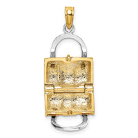 14K & Rhodium 3-D Pink Enameled Handbag Opens Charm-K6936
