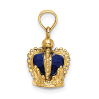 14K 3-D w/ Blue Enamel Inside Crown Charm-K6943