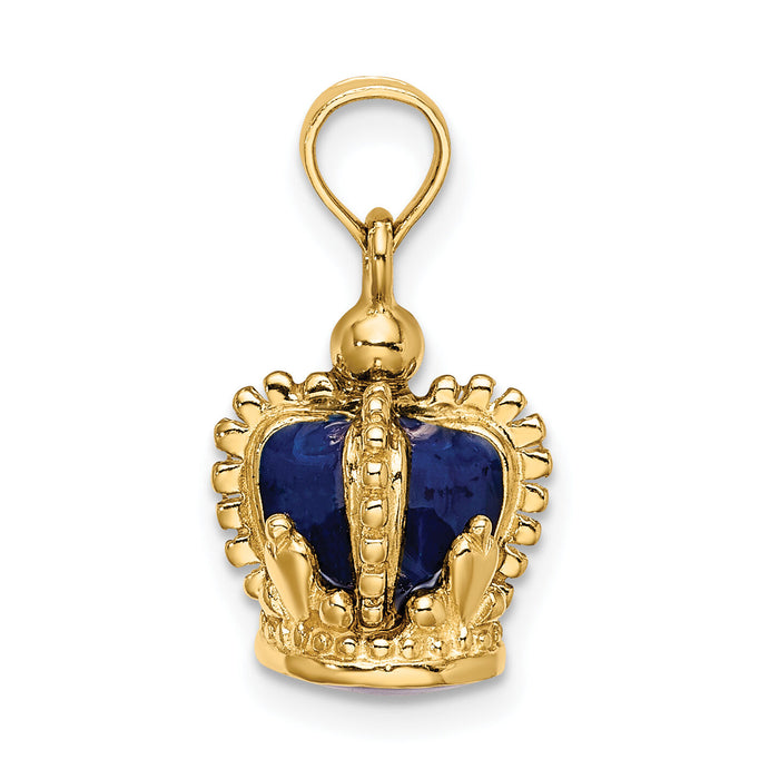 14K 3-D w/ Blue Enamel Inside Crown Charm-K6943