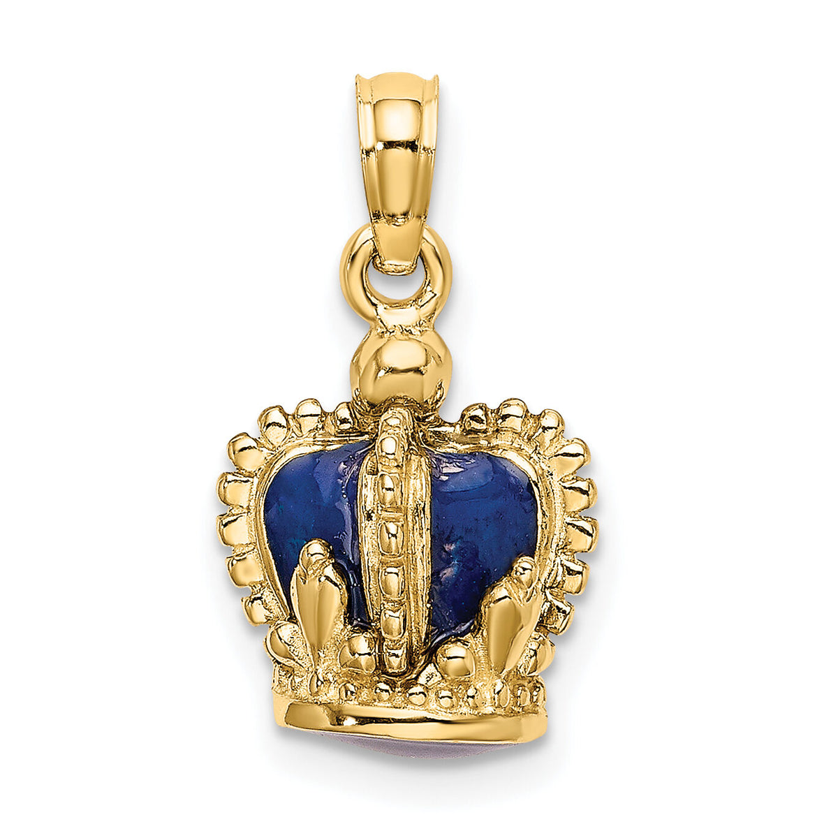 14K 3-D w/ Blue Enamel Inside Crown Charm-K6943