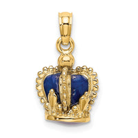 14K 3-D w/ Blue Enamel Inside Crown Charm-K6943