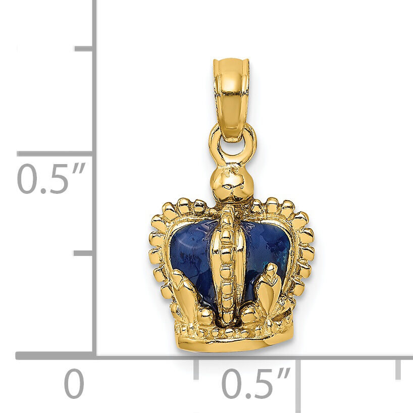 14K 3-D w/ Blue Enamel Inside Crown Charm-K6943