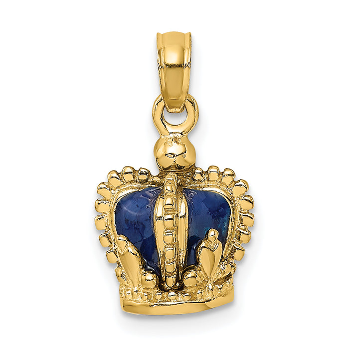 14K 3-D w/ Blue Enamel Inside Crown Charm-K6943