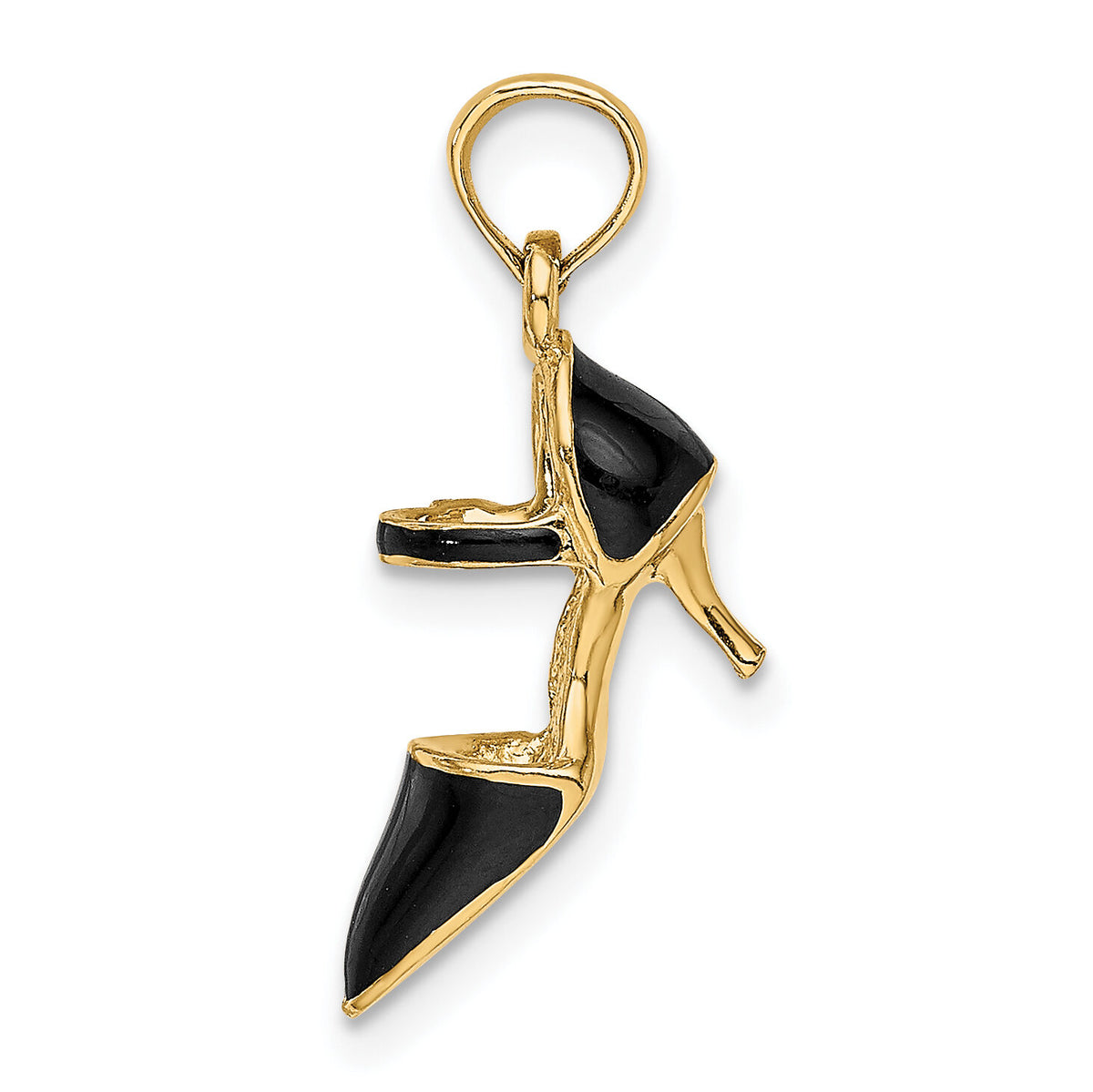 14K 3-D Black Enamel Closed Toe High Heel Charm-K6950