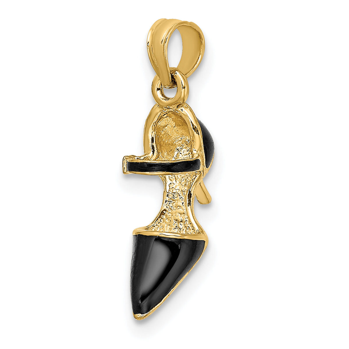 14K 3-D Black Enamel Closed Toe High Heel Charm-K6950