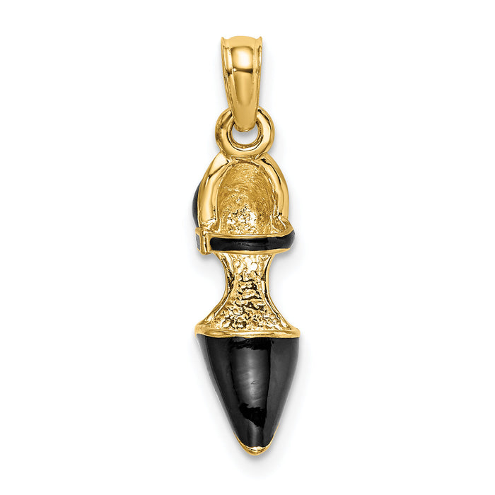 14K 3-D Black Enamel Closed Toe High Heel Charm-K6950