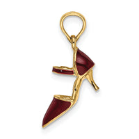 14K 3-D Maroon Enamel Closed Toe High Heel Charm-K6951