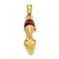 14K 3-D Maroon Enamel Closed Toe High Heel Charm-K6951