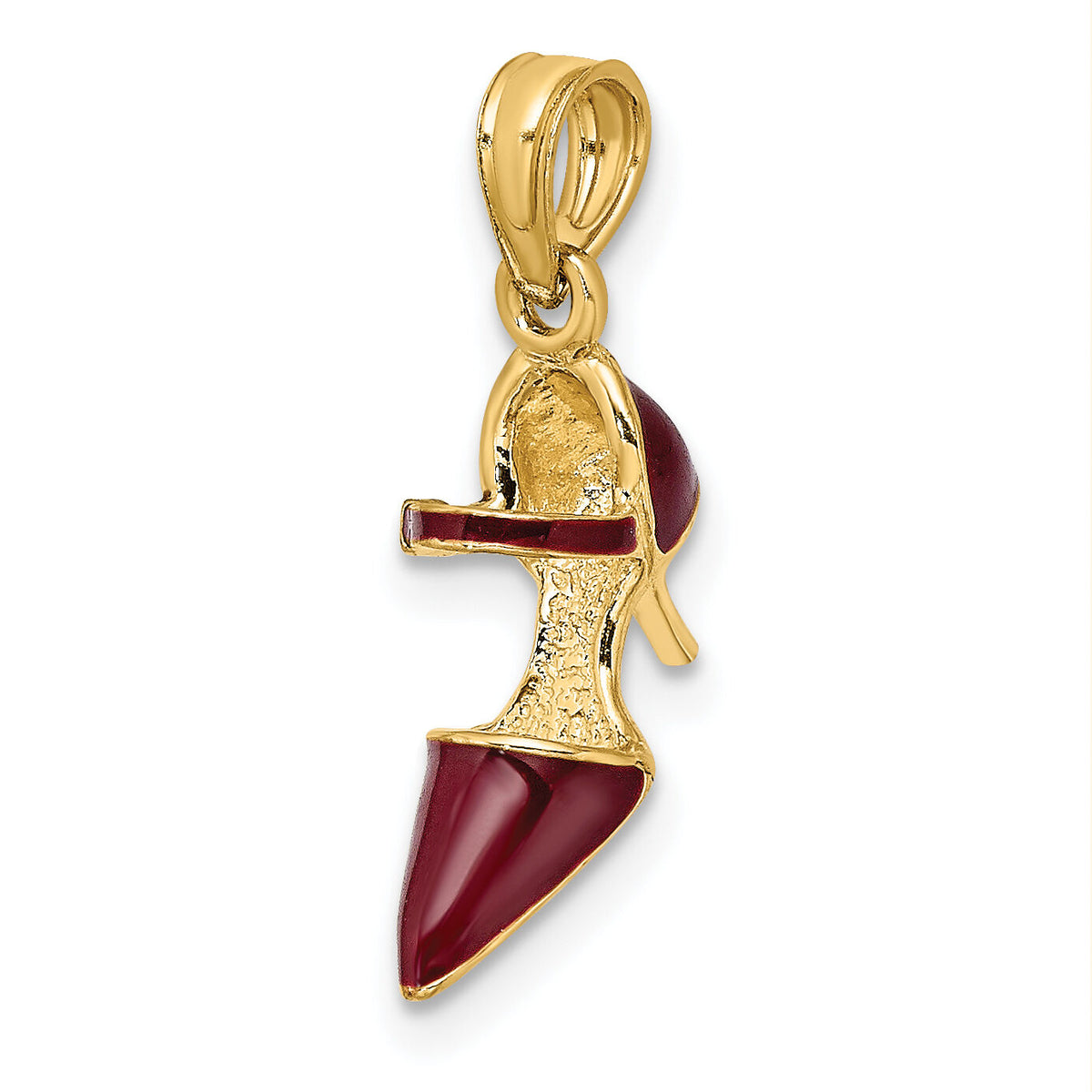 14K 3-D Maroon Enamel Closed Toe High Heel Charm-K6951