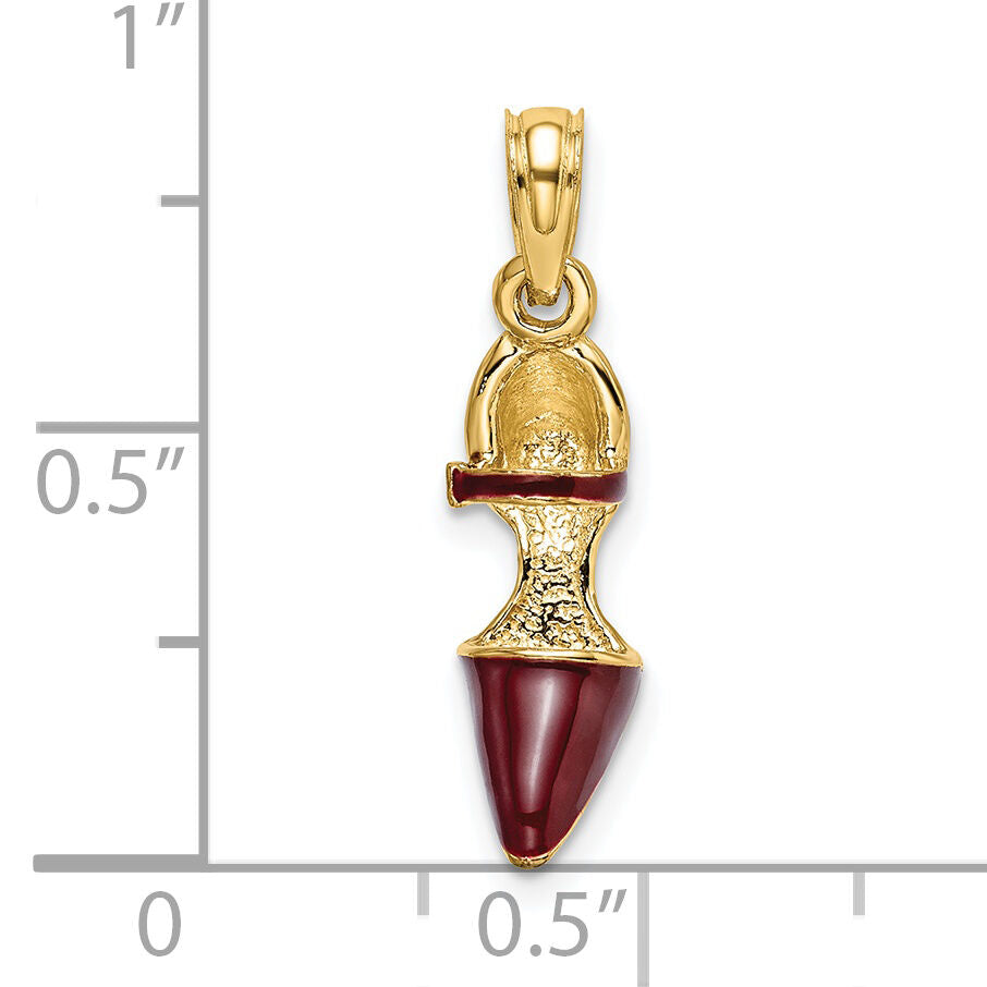 14K 3-D Maroon Enamel Closed Toe High Heel Charm-K6951