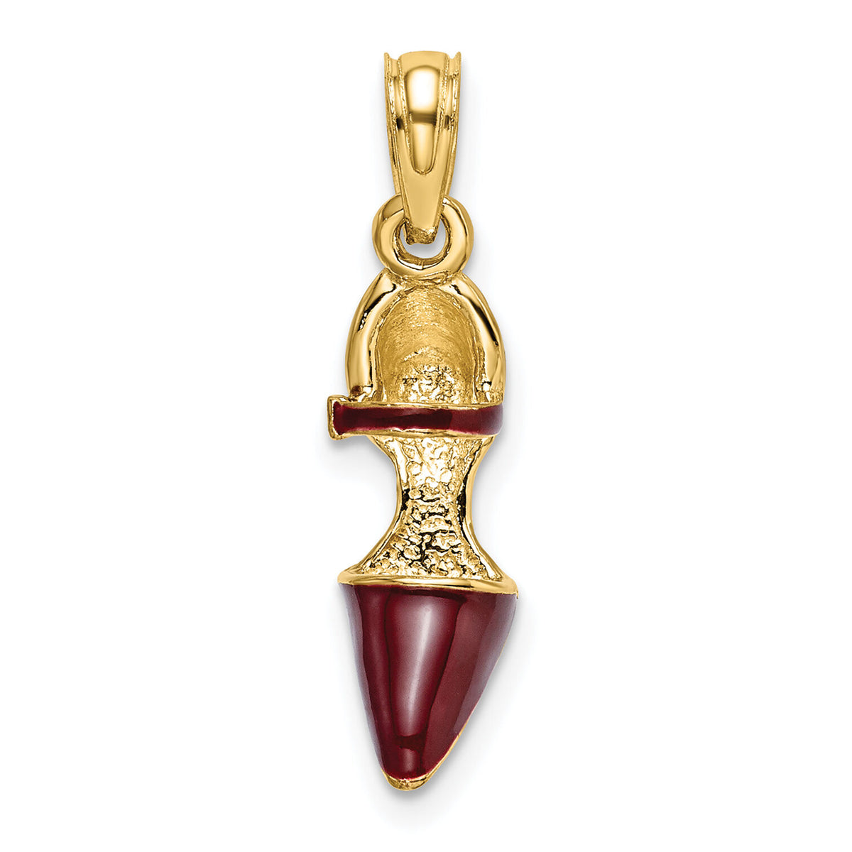 14K 3-D Maroon Enamel Closed Toe High Heel Charm-K6951