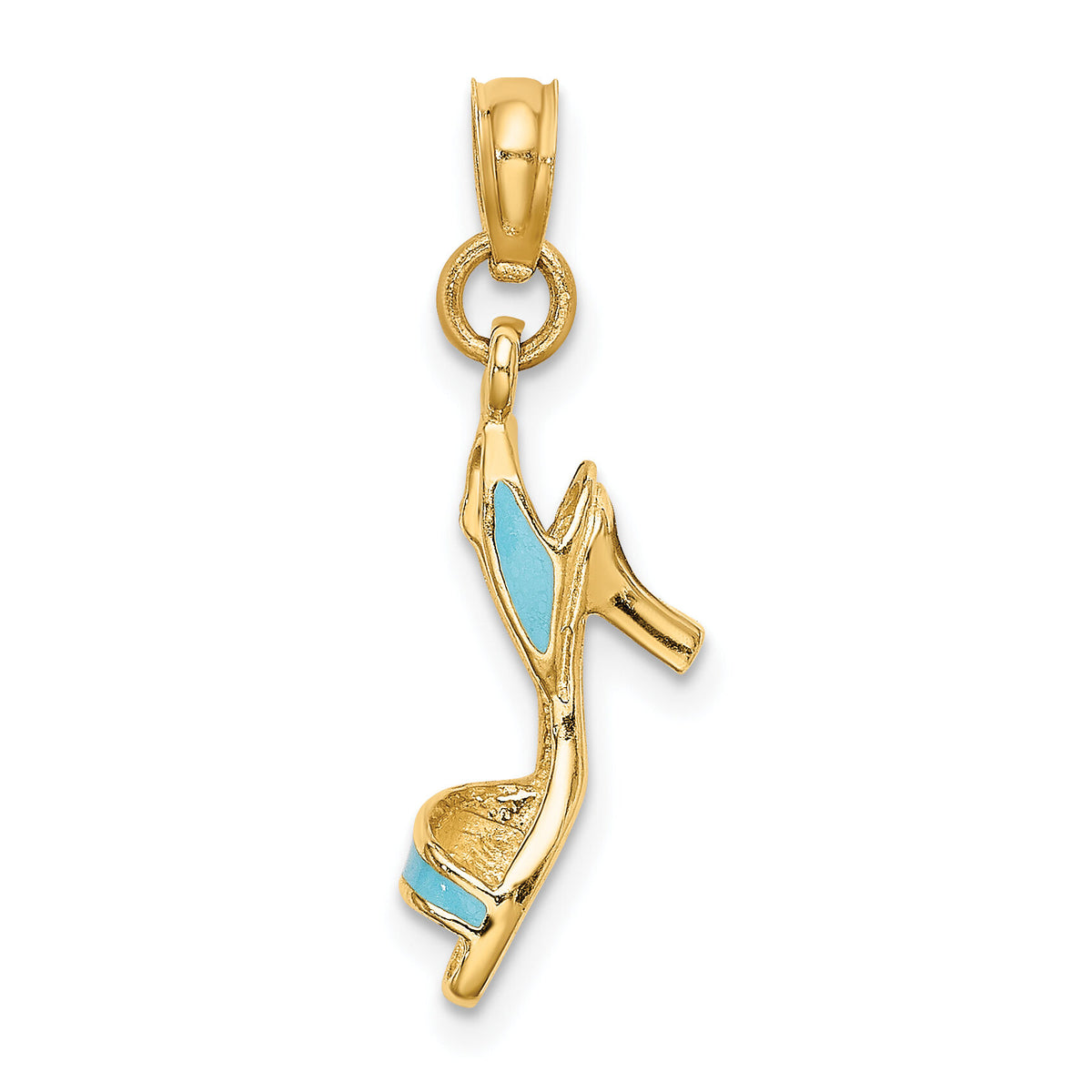 14K 3-D Aqua Enamel Open Toe High Heel Charm-K6952