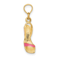 14K 3-D Pink Enamel Open Toe High Heel Charm-K6953