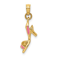 14K 3-D Pink Enamel Open Toe High Heel Charm-K6953